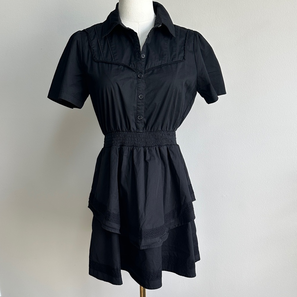 Women’s Witchy Preppy‎ Fem Tiered Ruffled Mini Dress Wednesday Adams Cosplay S
